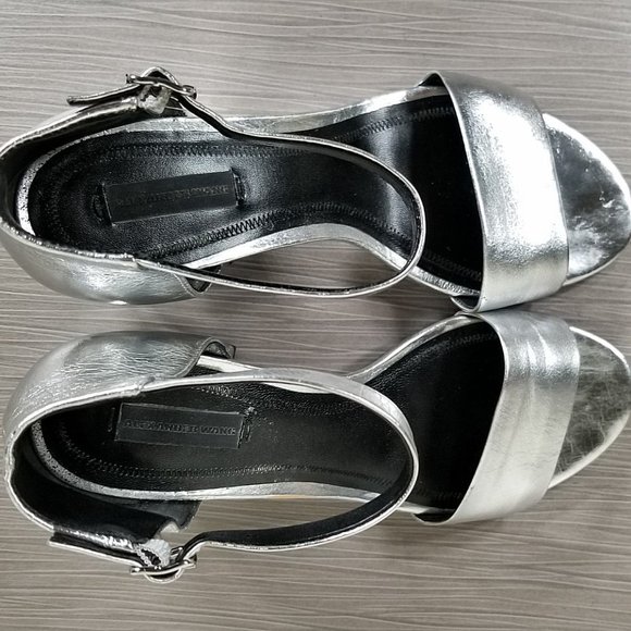 Alexander Wang Abby Silver Metallic Leather Sandals, Womens Size 9 / 39 - Picture 8 of 10